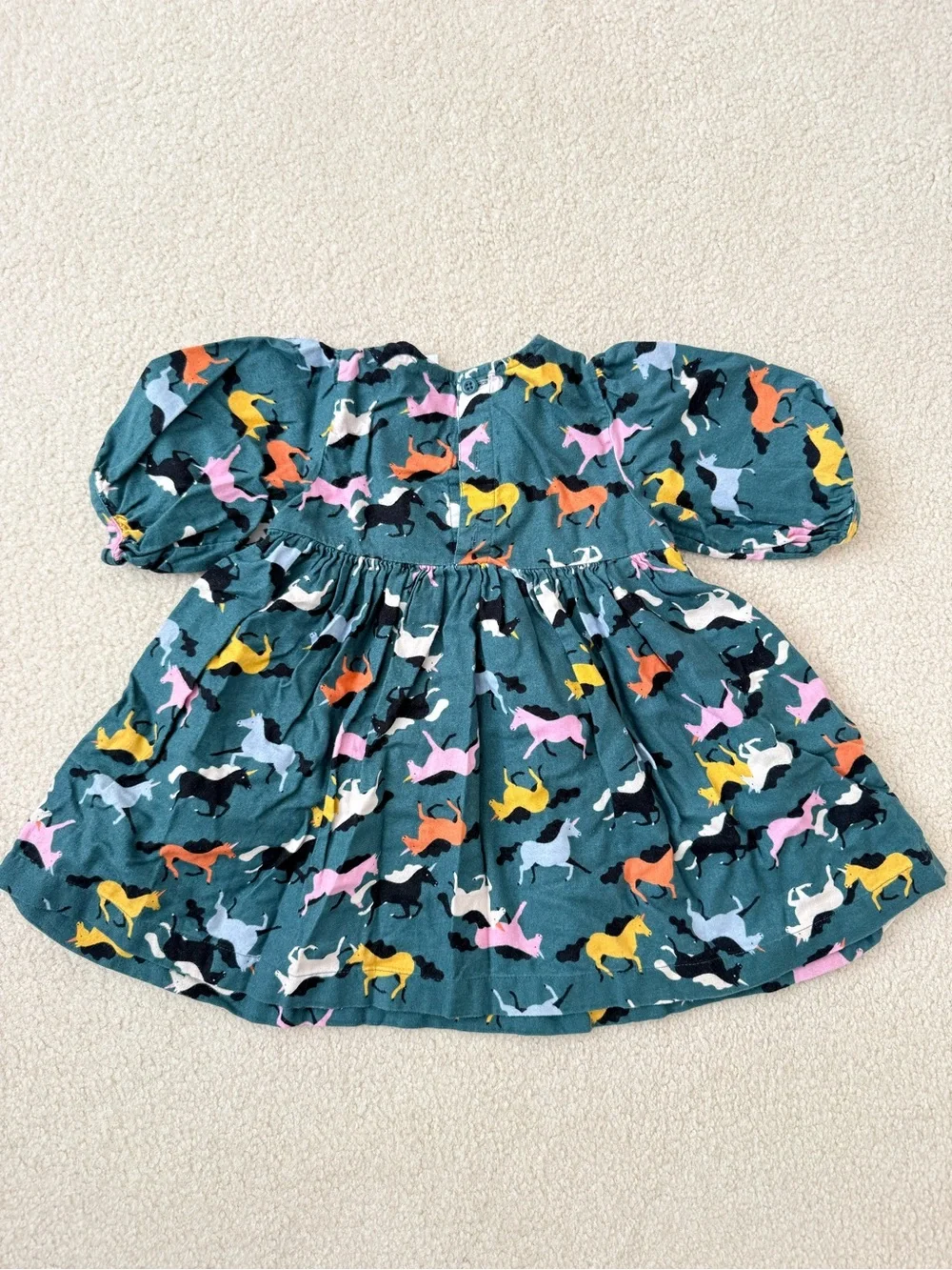 Hanna Andersson Print Flannel Dress with Multicolor Ponies